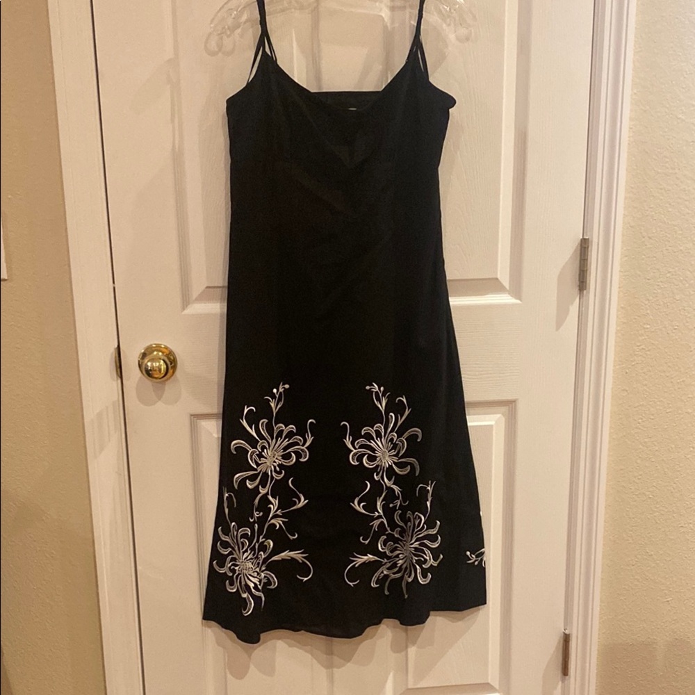 Ann Taylor Vintage Black and Silver Embellished Midi Sundress